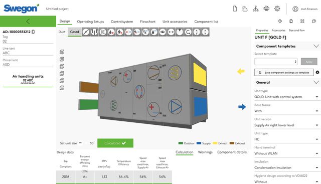 Swegon, AHU Design, AHU, selection tool, built-in modelling