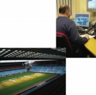 man on computer and Aston Villa